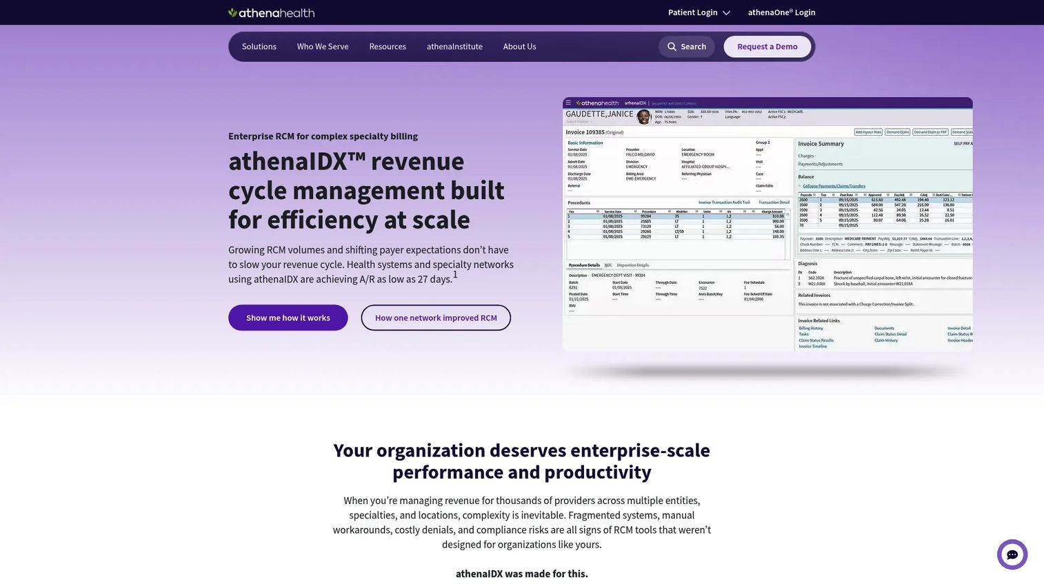 athenaCollector revenue cycle management software