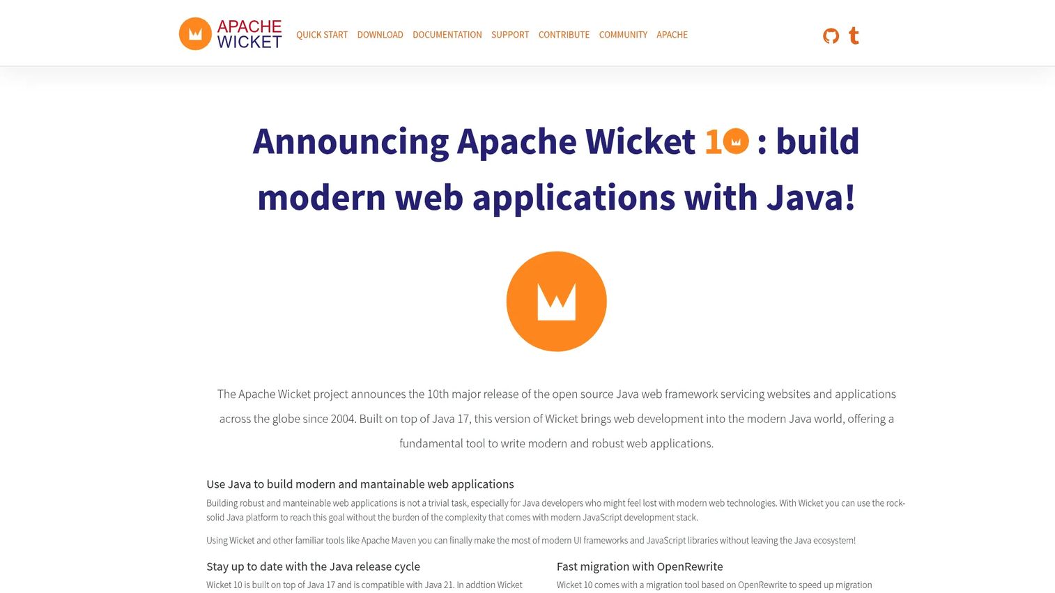 Apache Wicket server-side component framework for Java web applications