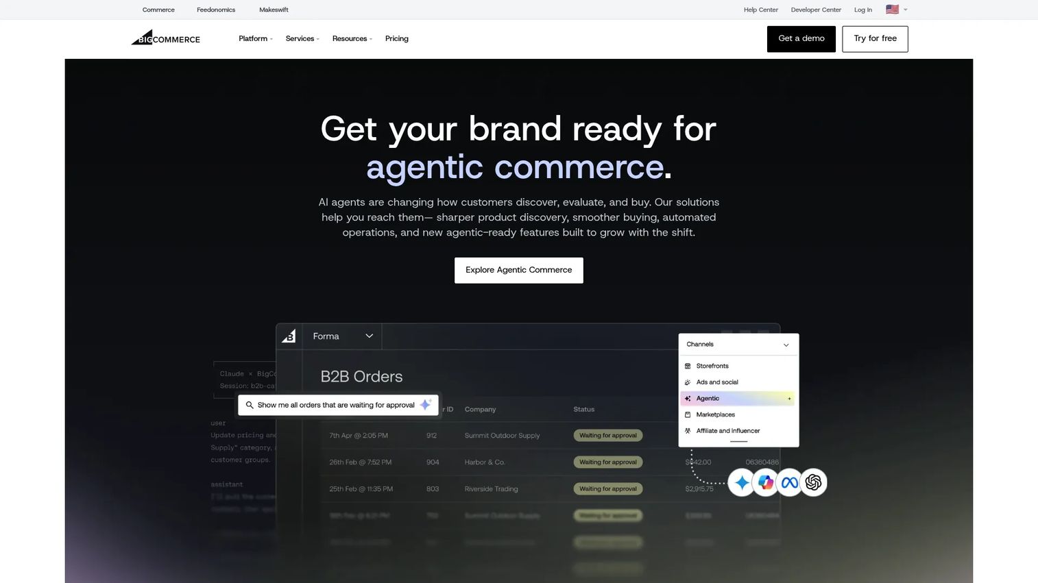 BigCommerce e-commerce integration platform dashboard