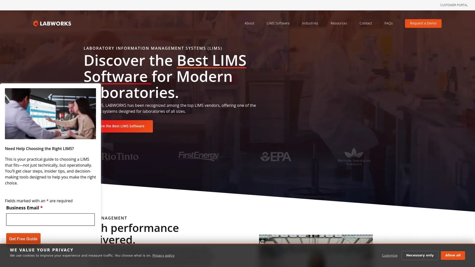 LABWORKS LIMS inventory management screen