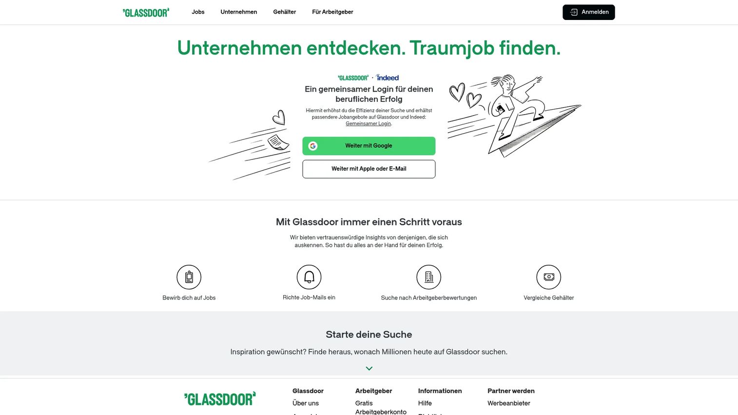 Glassdoor homepage screenshot