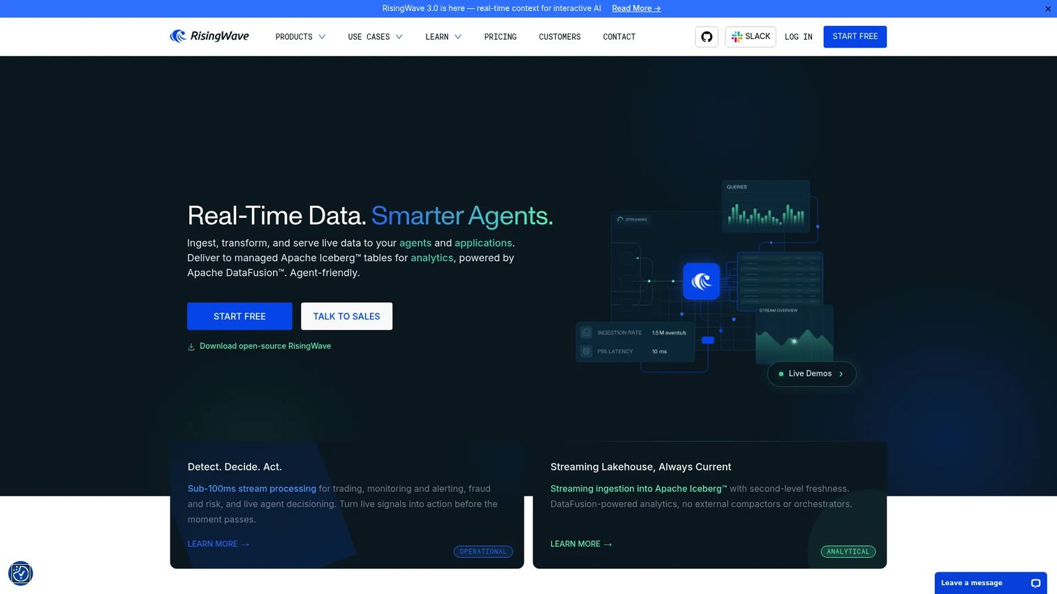 RisingWave streaming database dashboard