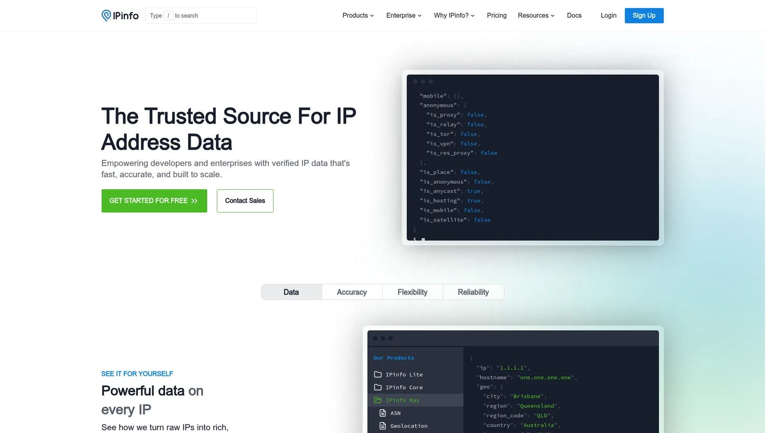 IPinfo IP data API dashboard or logo