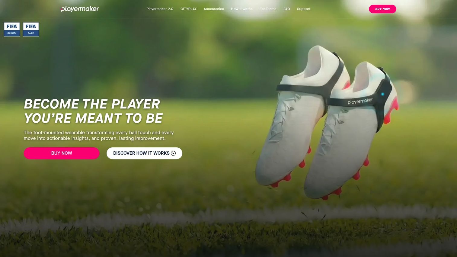 Playermaker football wearable sensor attached to a player