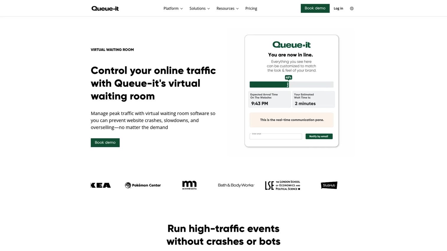 Queue-it virtual waiting room configuration screen