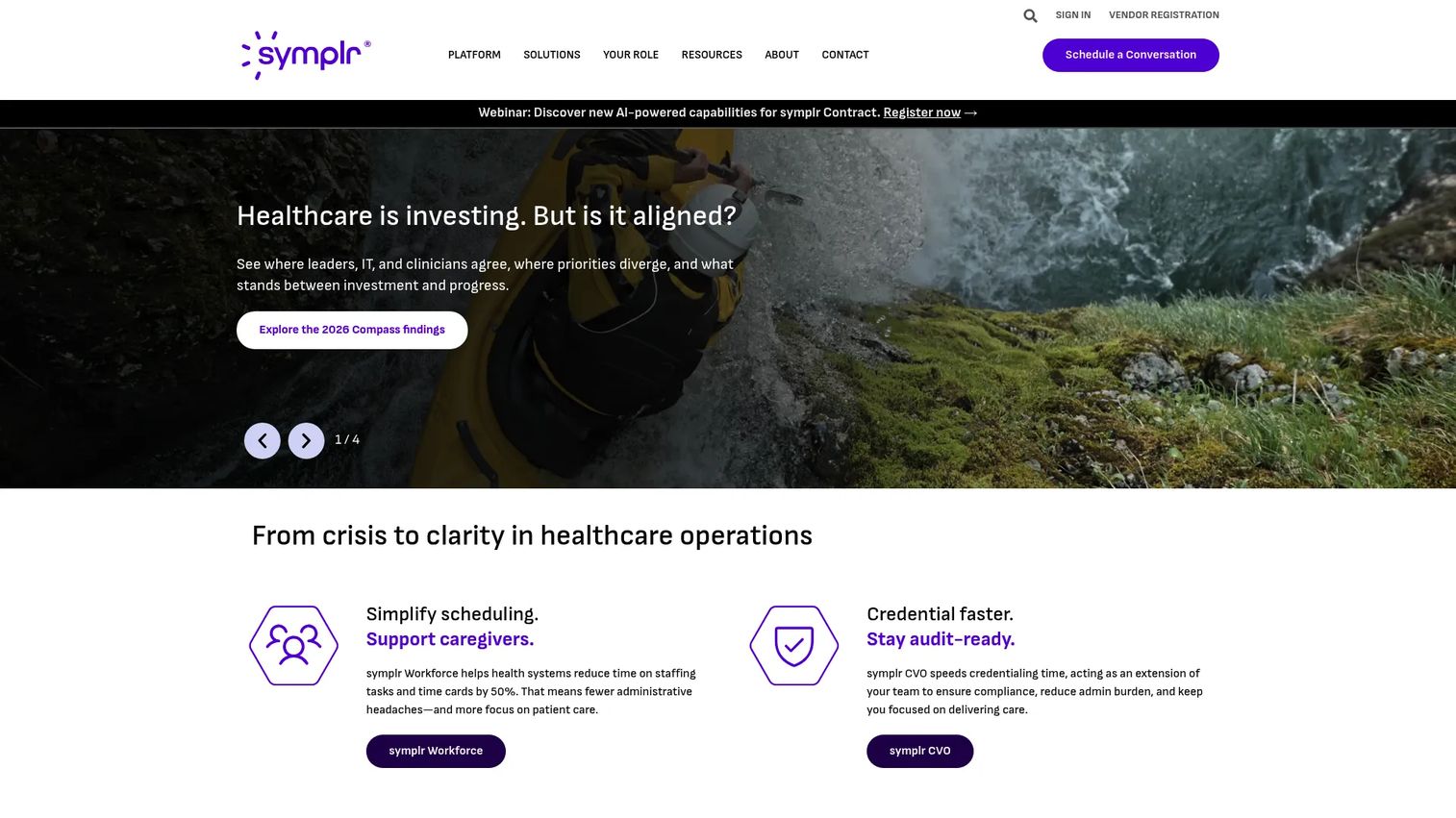 symplr homepage screenshot