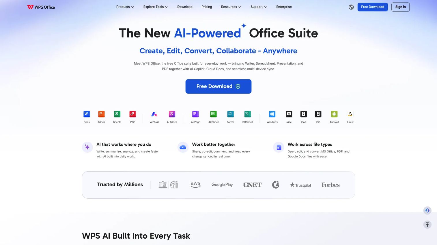 WPS Office homepage screenshot
