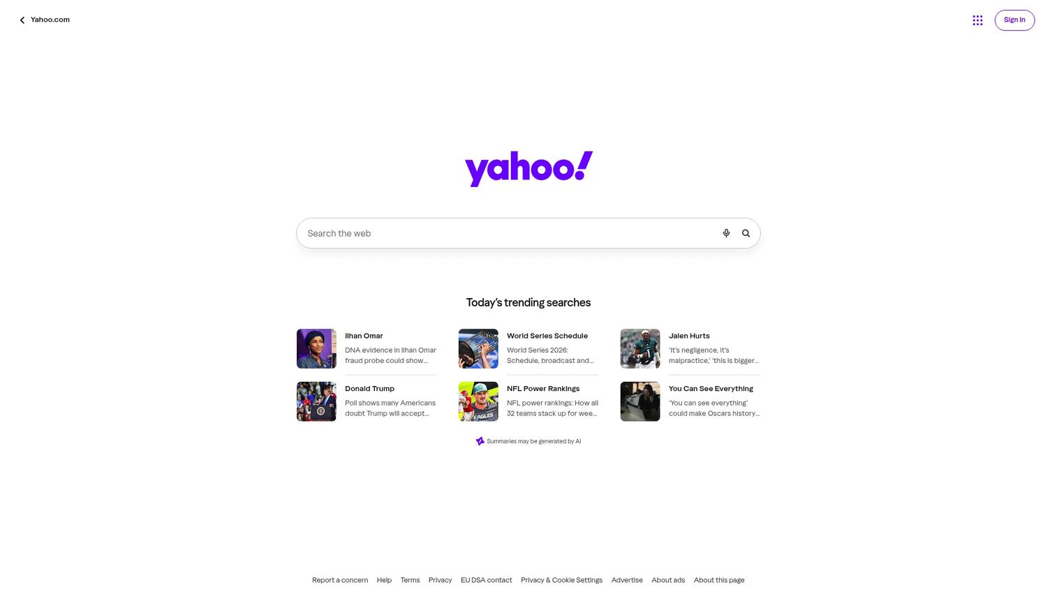 Yahoo Search Feed sponsored listings