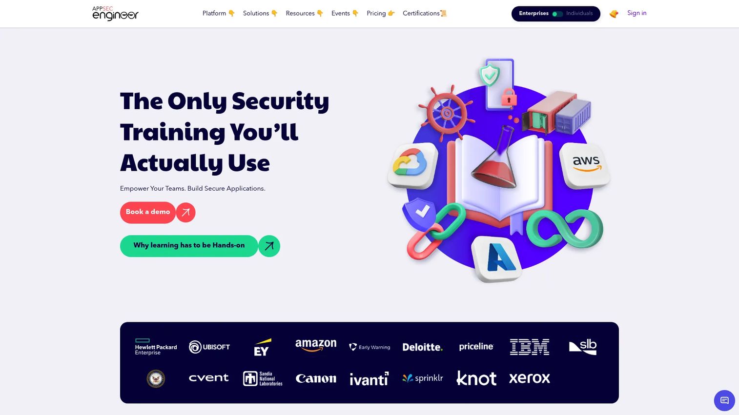 AppSecEngineer application security training platform with hands-on labs and learning paths