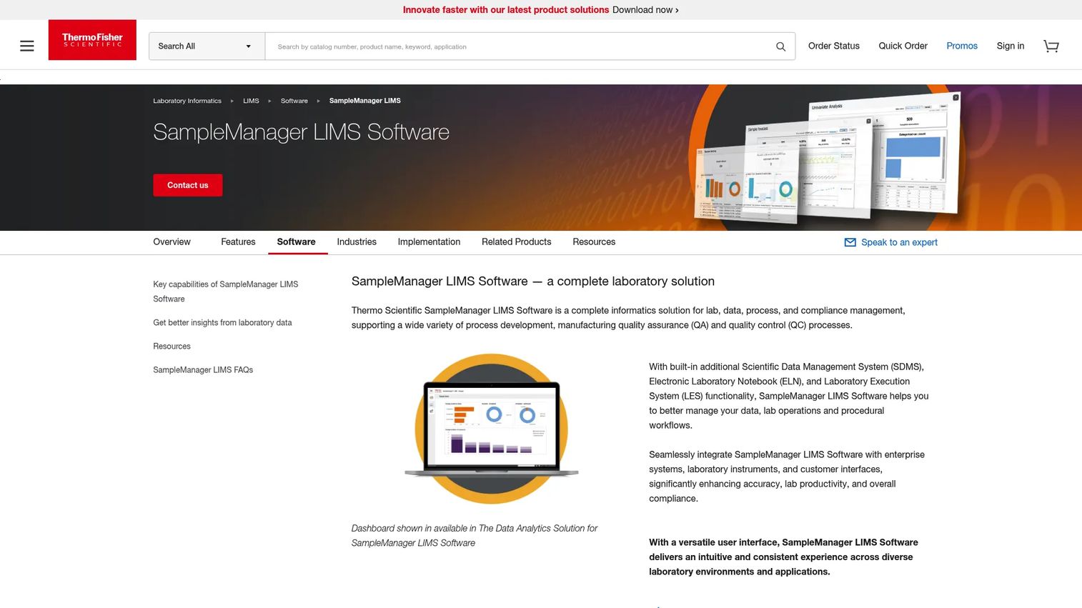 Thermo Scientific SampleManager laboratory data management software