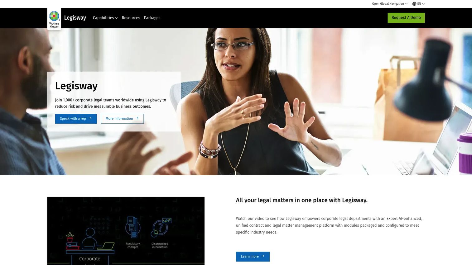 Legisway by Wolters Kluwer legal management platform interface
