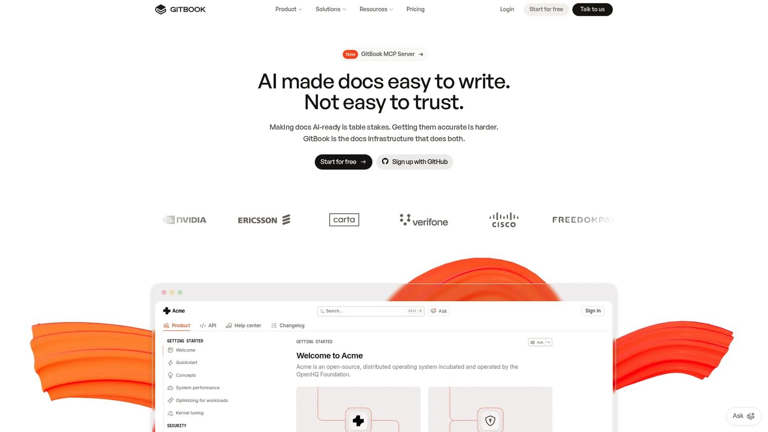 GitBook documentation site for product and developer documentation