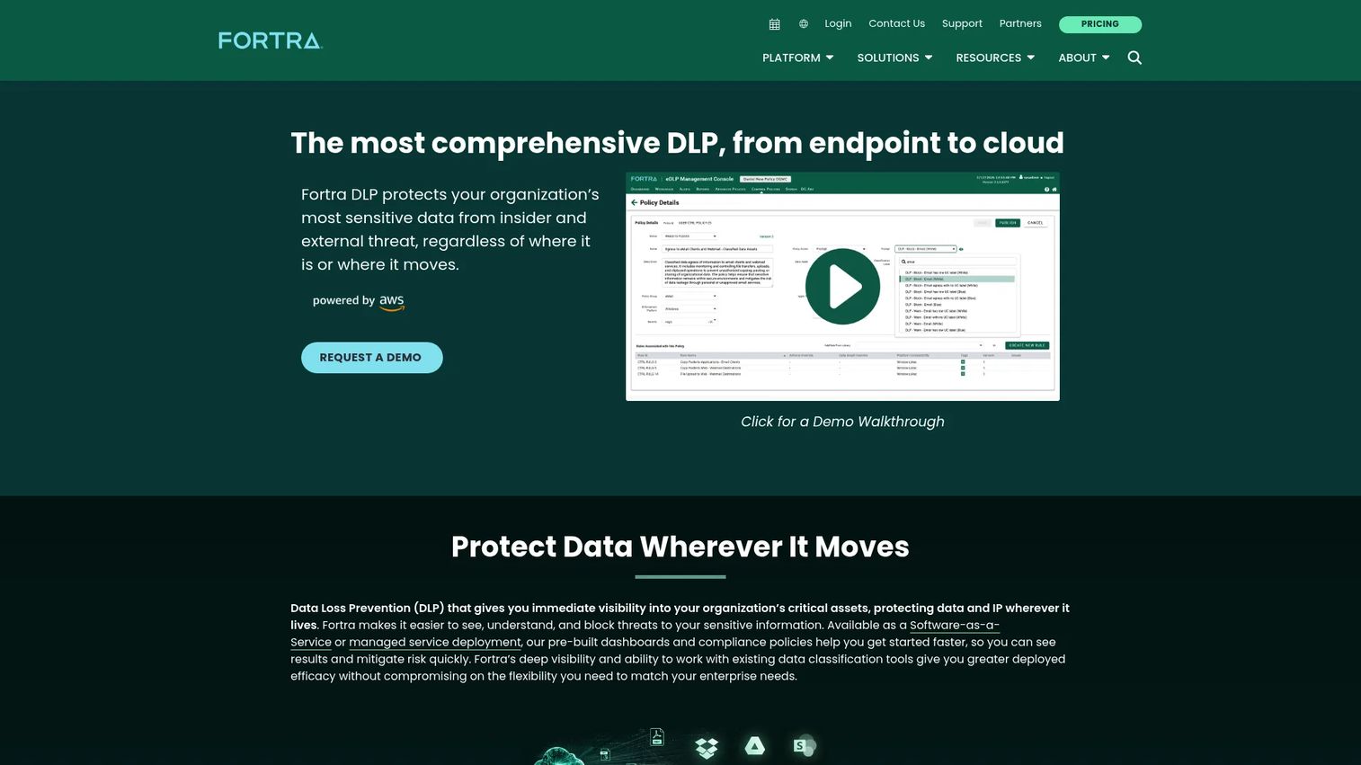 Digital Guardian data protection dashboard