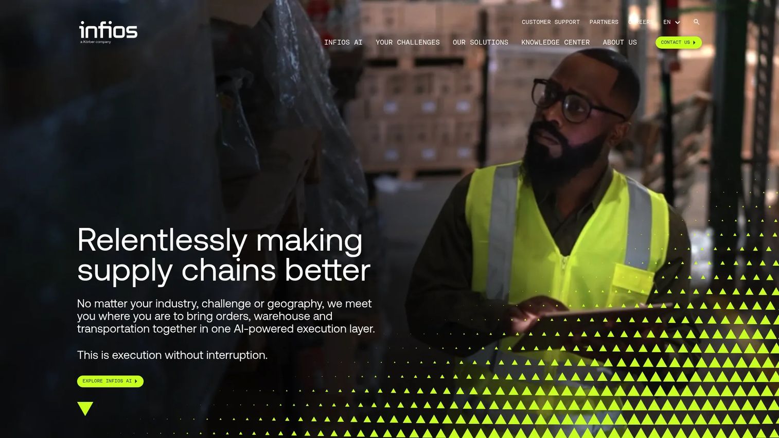 Infios OMS homepage screenshot