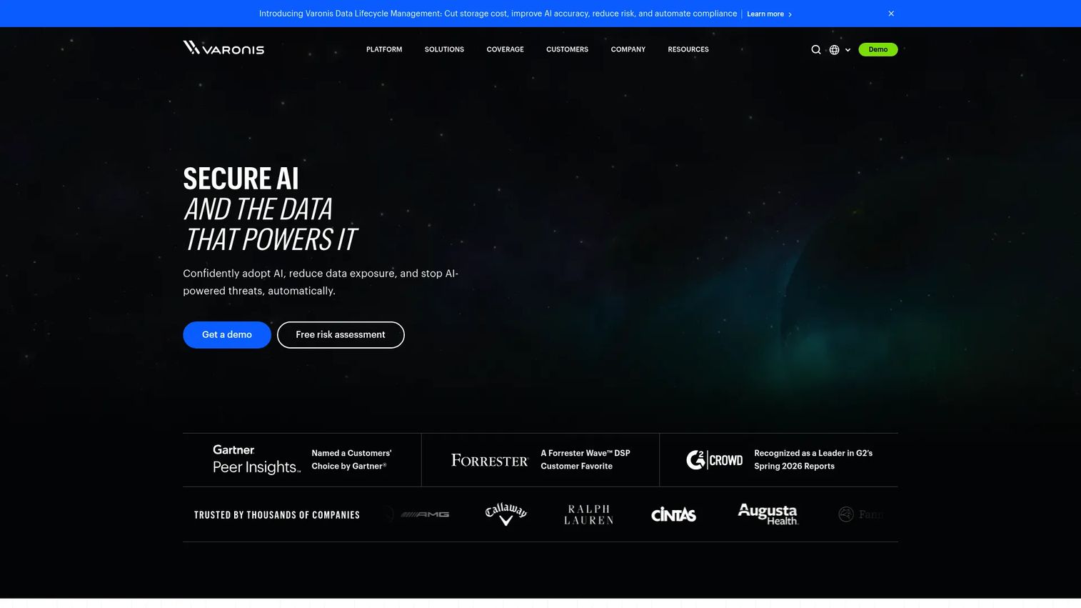 Varonis data access governance and insider risk dashboard