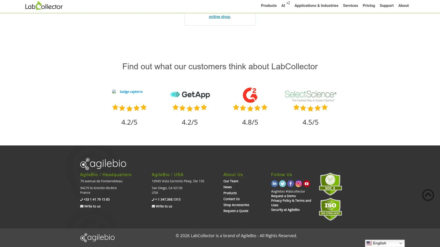 LabCollector sample and inventory management dashboard