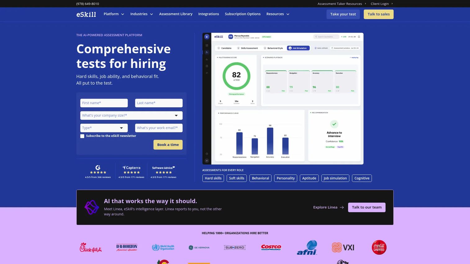 eSkill homepage screenshot