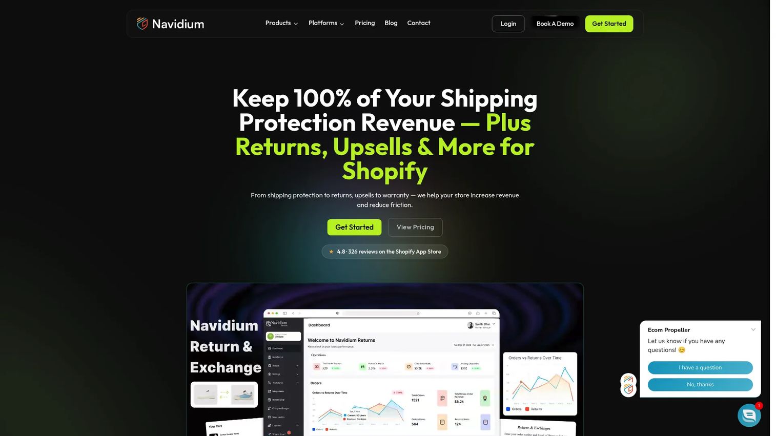 Navidium self-funded shipping protection settings for ecommerce merchants