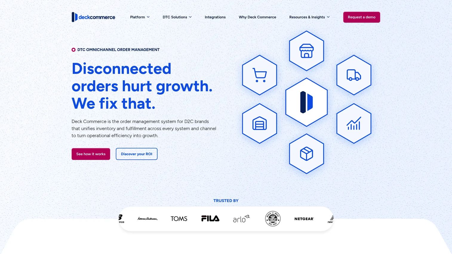 Deck Commerce homepage screenshot