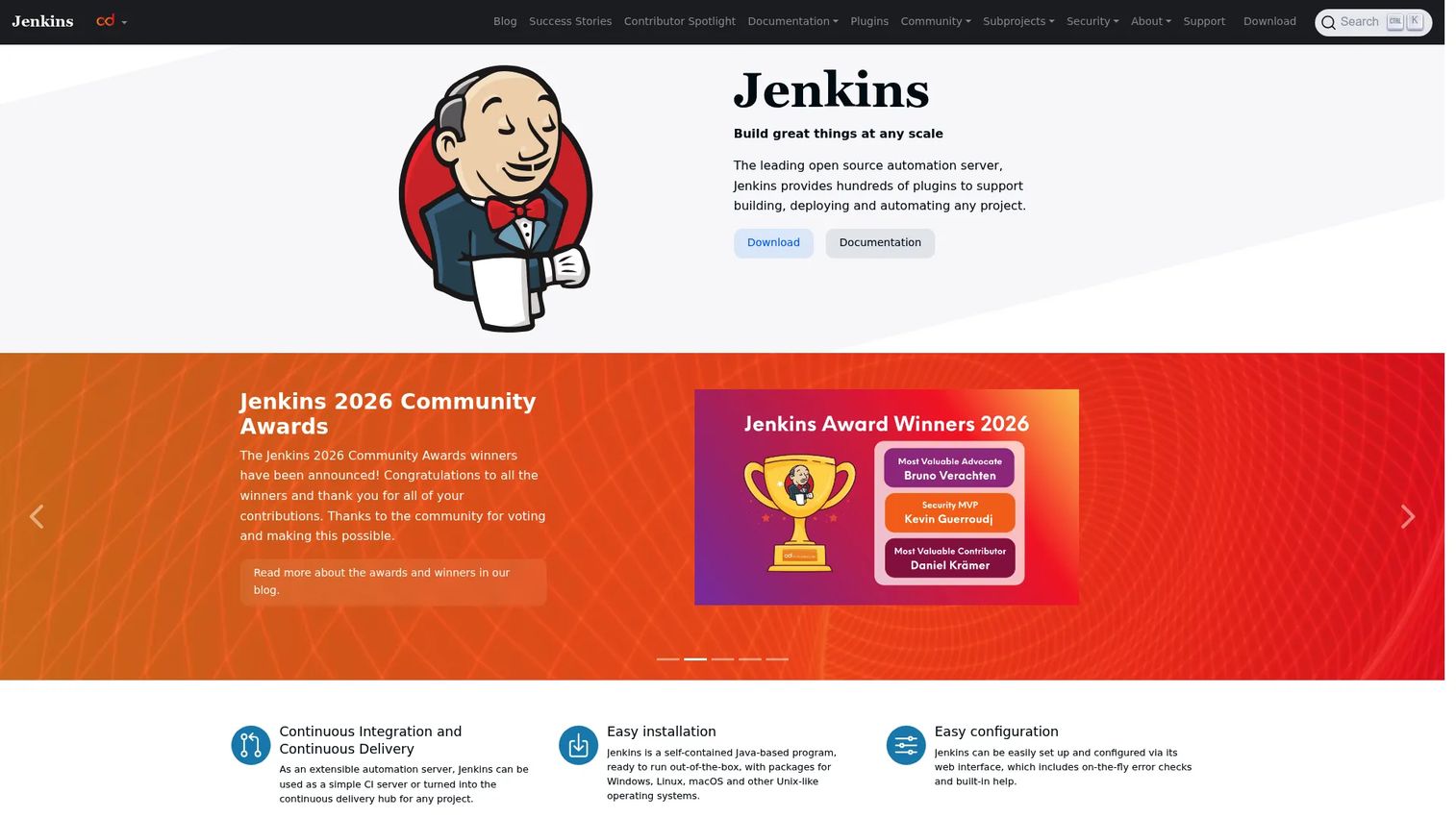 Jenkins automation server dashboard