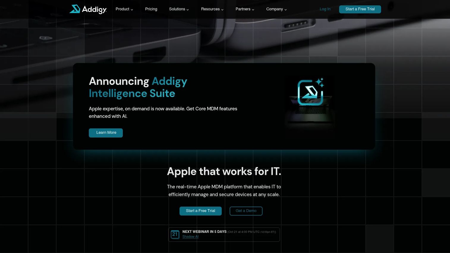 Addigy homepage screenshot