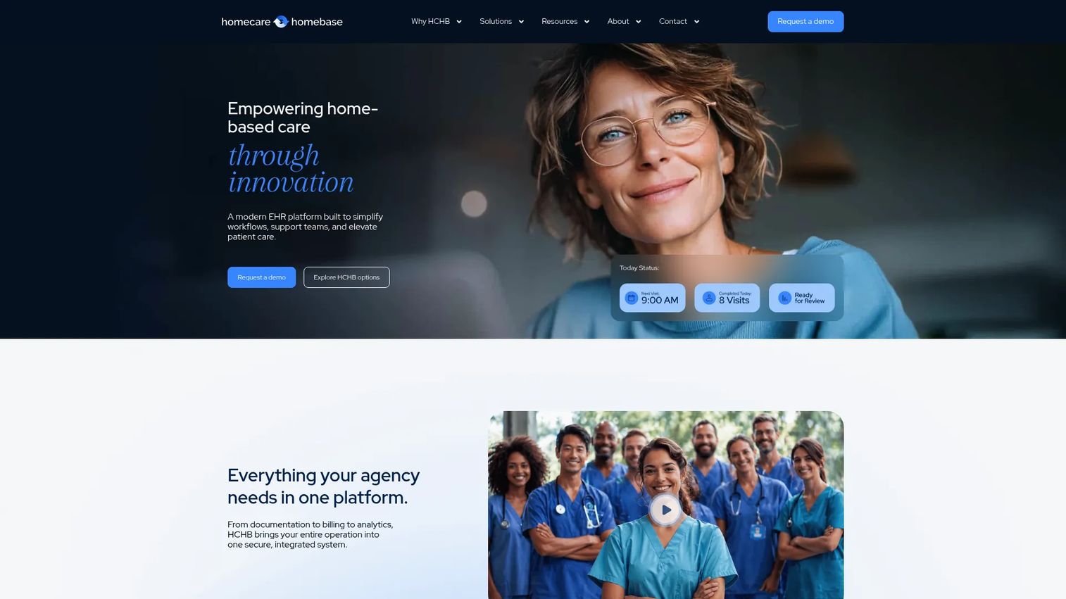 Homecare Homebase homepage screenshot