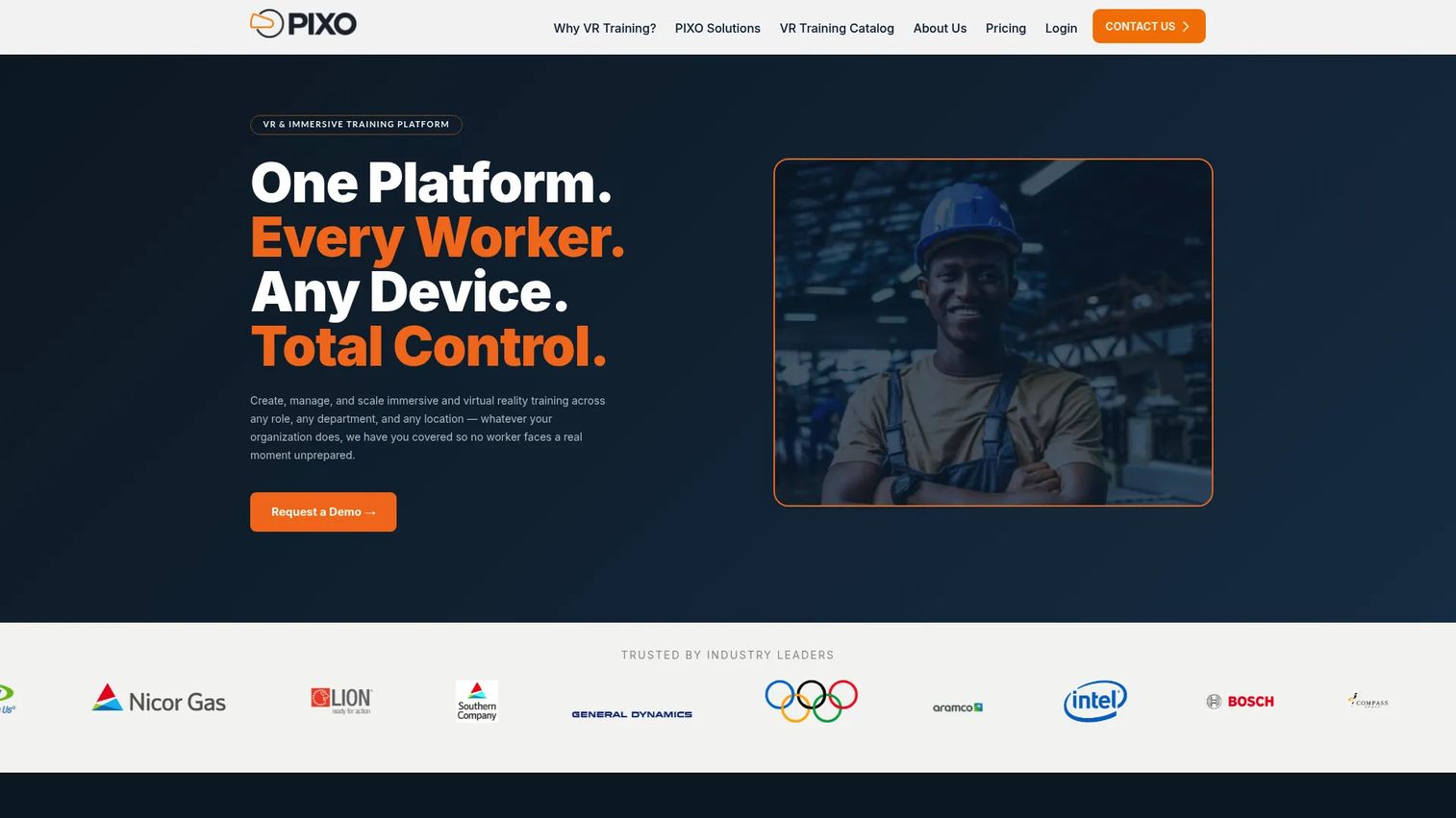 PIXO VR dashboard for managing immersive workforce training