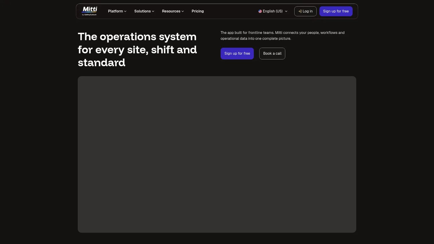 SafetyCulture homepage screenshot showing the mobile training and inspection workflow interface