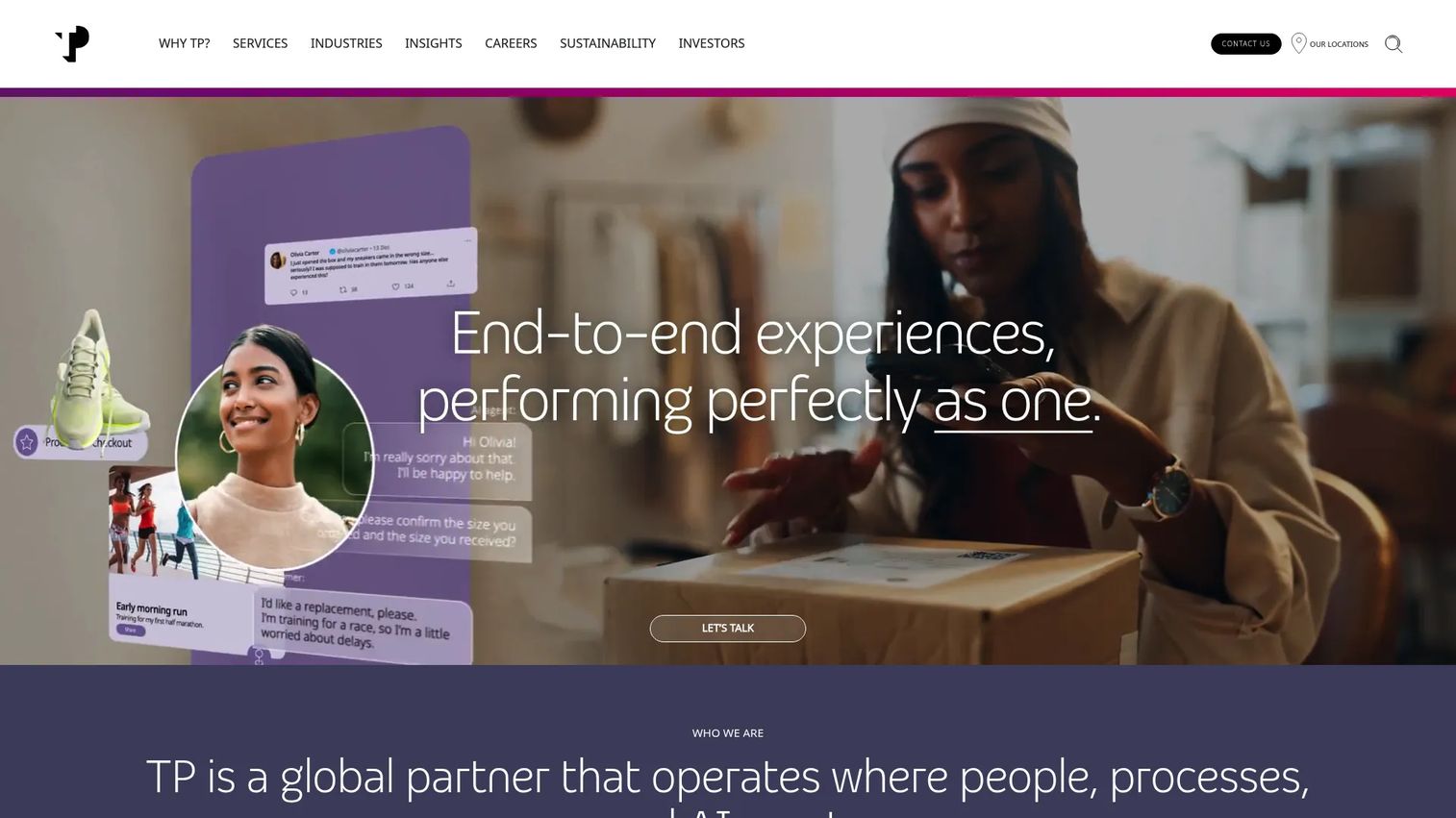 Teleperformance BPO company homepage screenshot