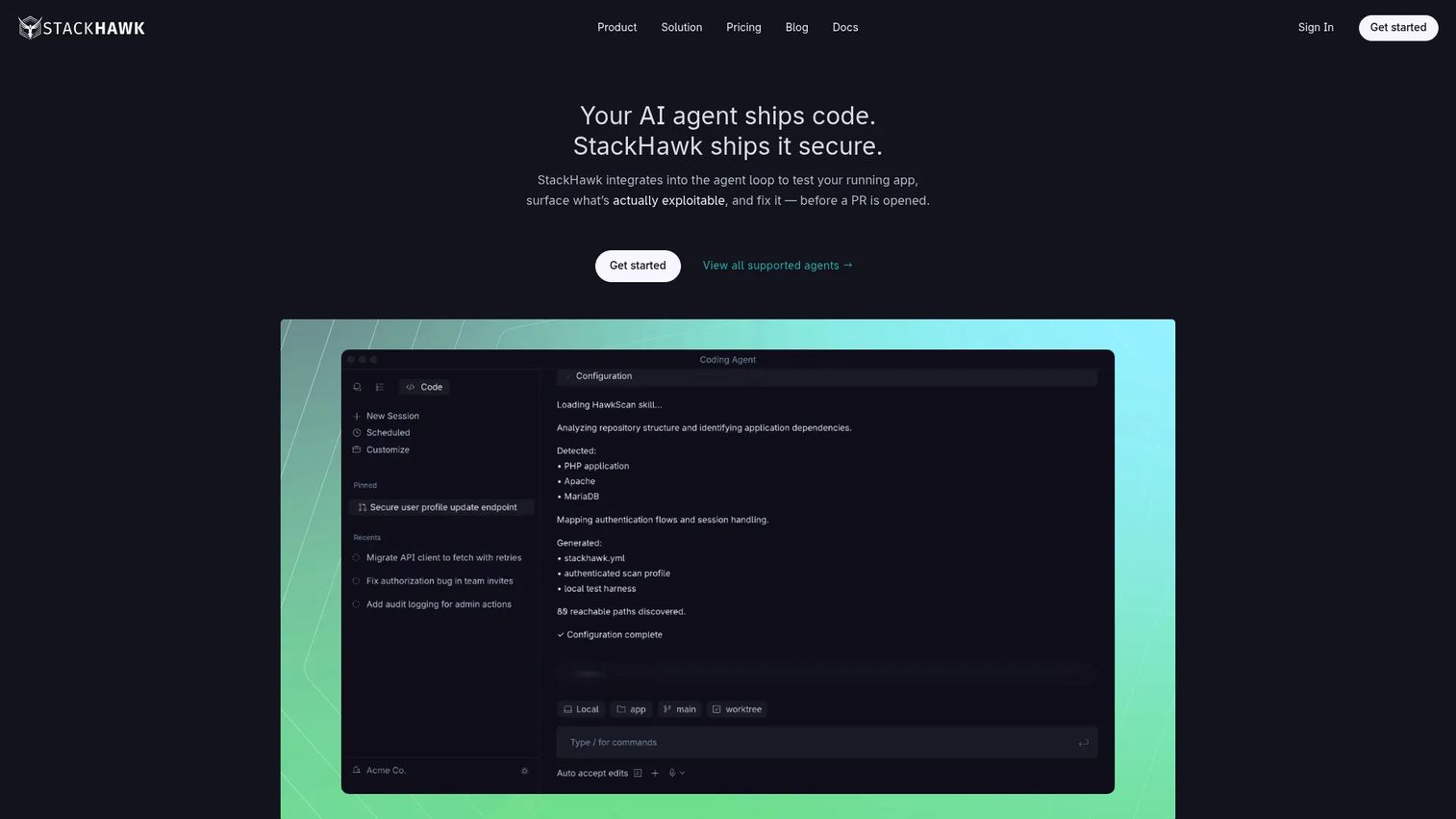 StackHawk dashboard for developer-first API security testing