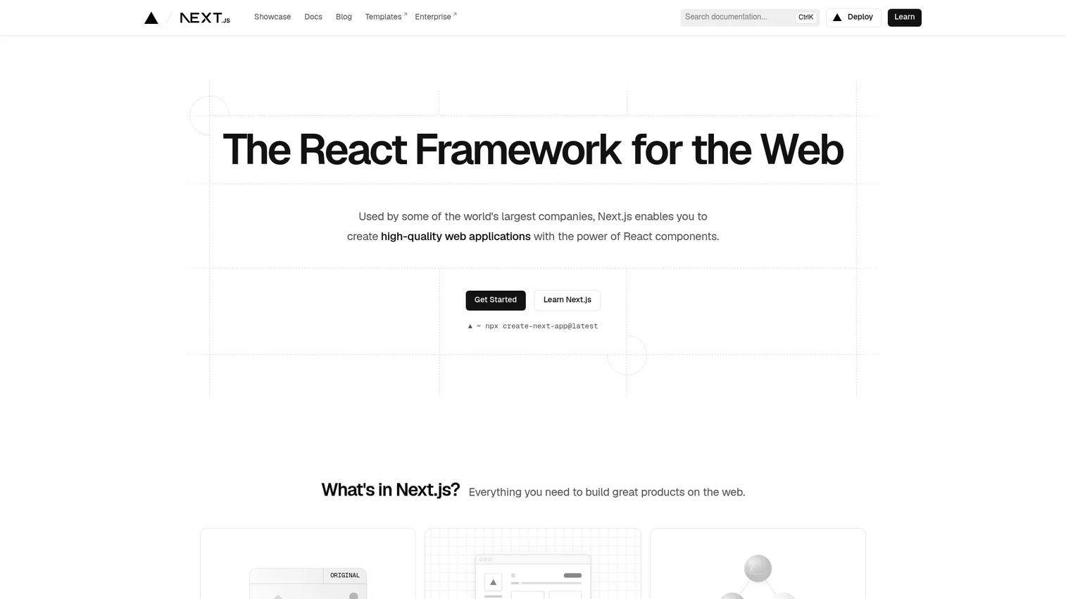 Next.js homepage screenshot