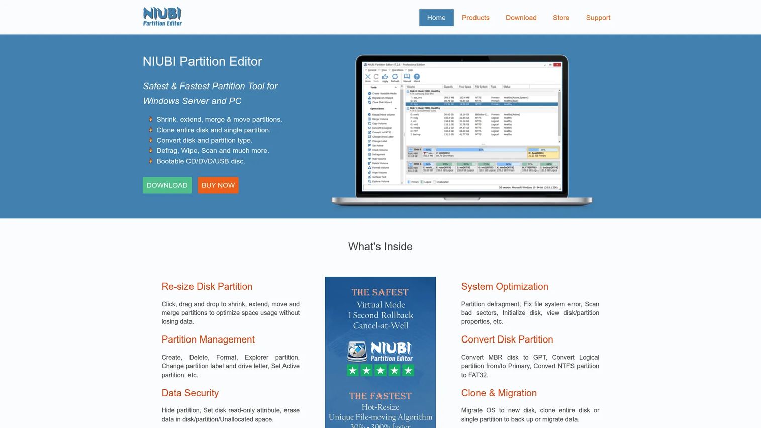 NIUBI Partition Editor partition resize and disk layout interface