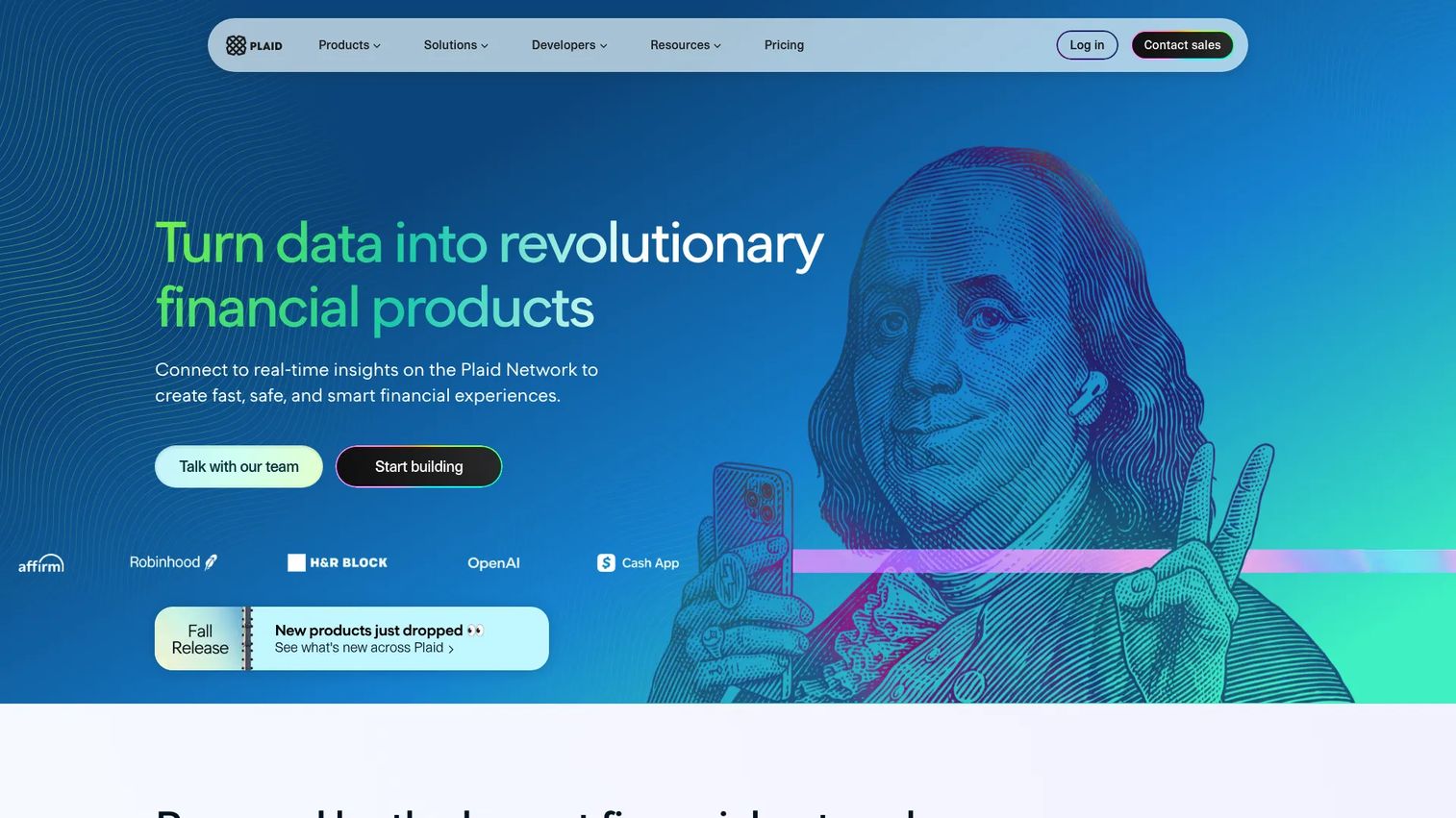Plaid financial data API dashboard