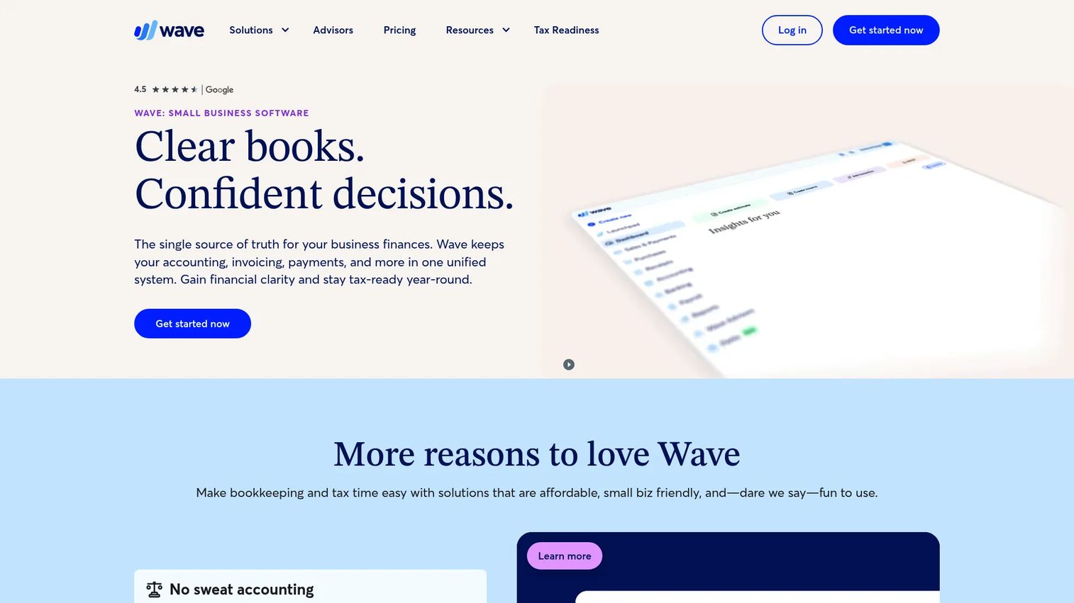 Wave accounting software dashboard for basic farm bookkeeping.