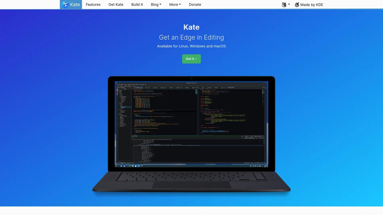 Kate text editor showing multiple documents and syntax highlighting