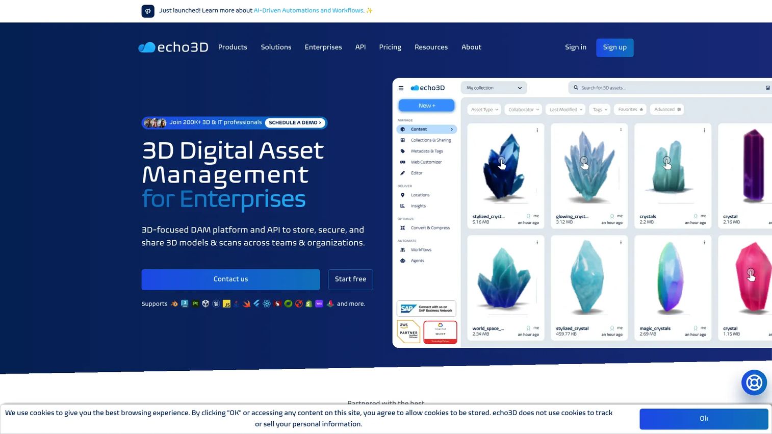 echo3D cloud platform for 3D and VR asset management