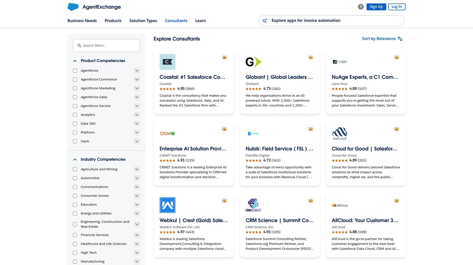 Salesforce AppExchange Consultants marketplace