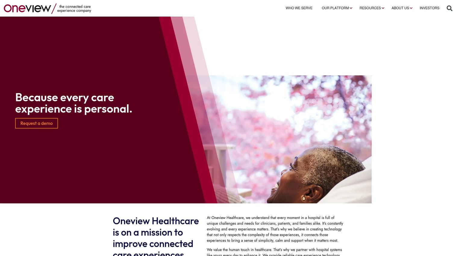Oneview Healthcare homepage screenshot
