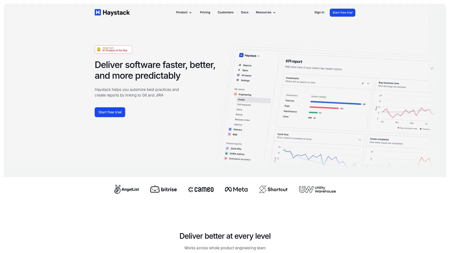 Haystack engineering analytics platform homepage