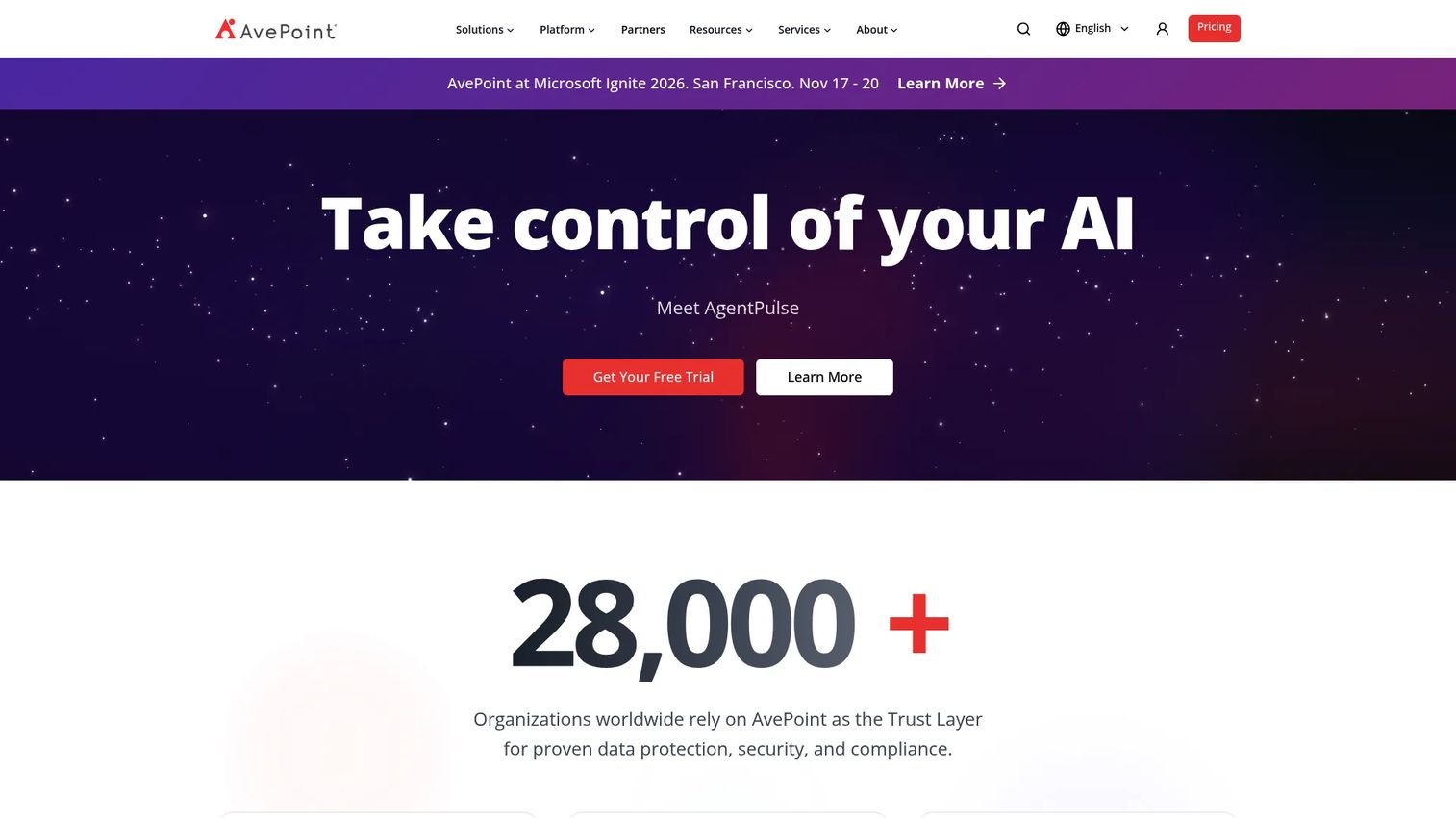AvePoint Confidence Platform governance dashboard
