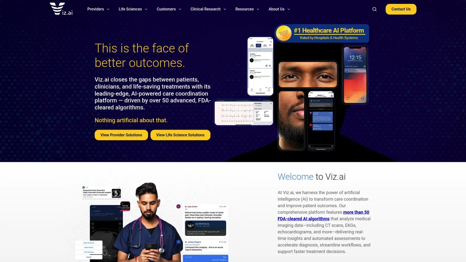 Viz.ai homepage screenshot