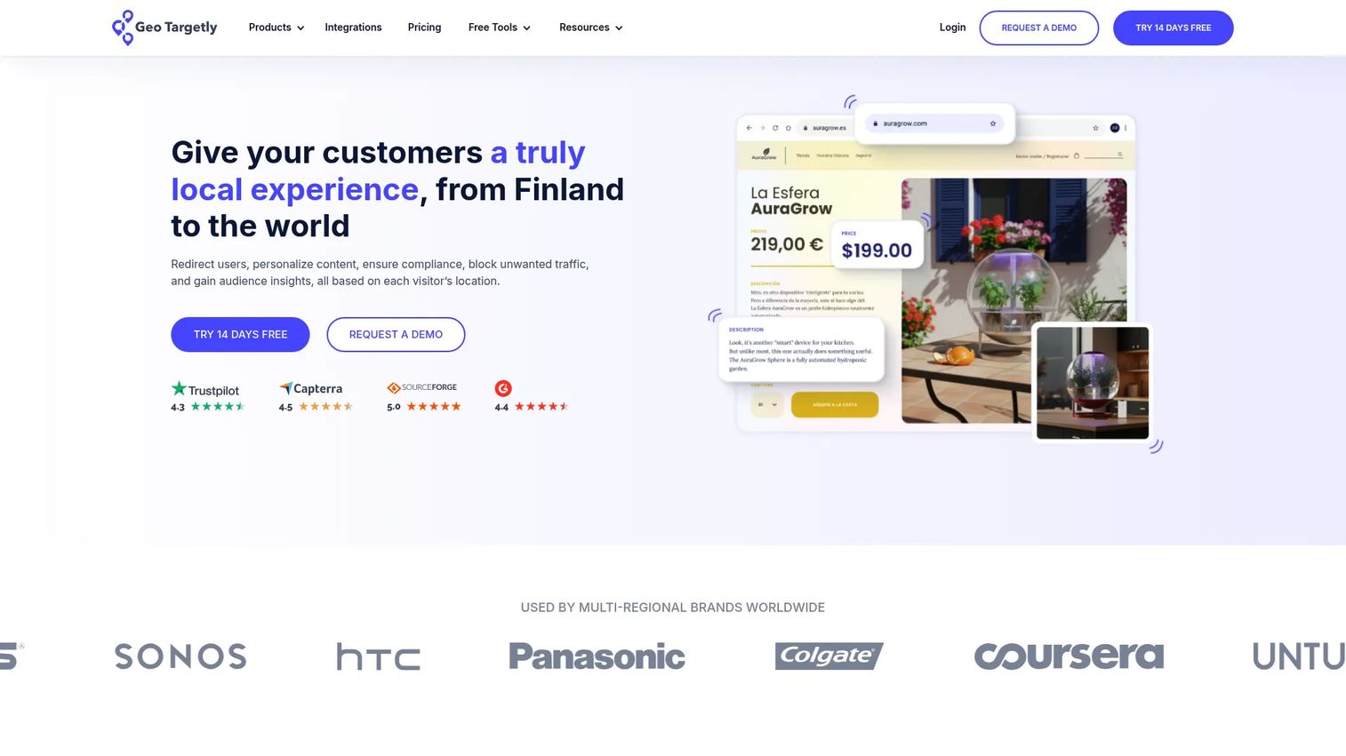 Geo Targetly website geo targeting dashboard or logo