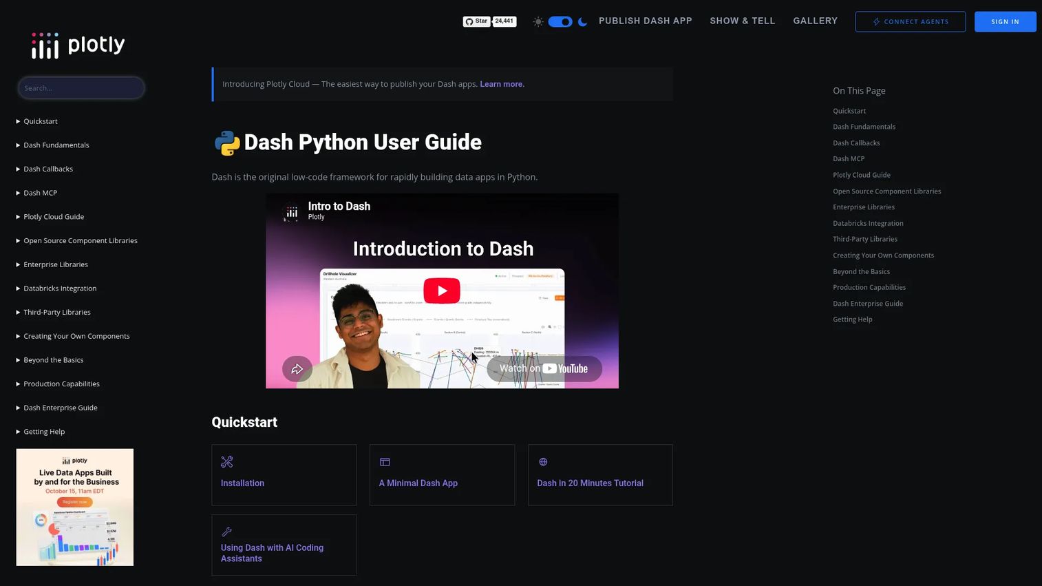Dash Python analytics dashboard with interactive charts.