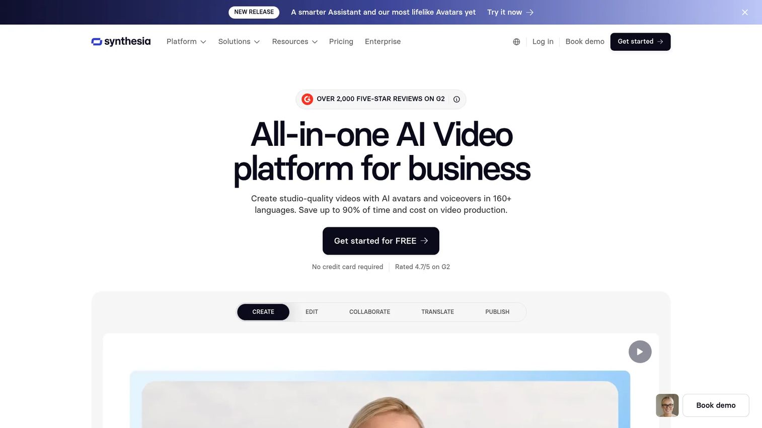 Synthesia AI avatar video editor interface