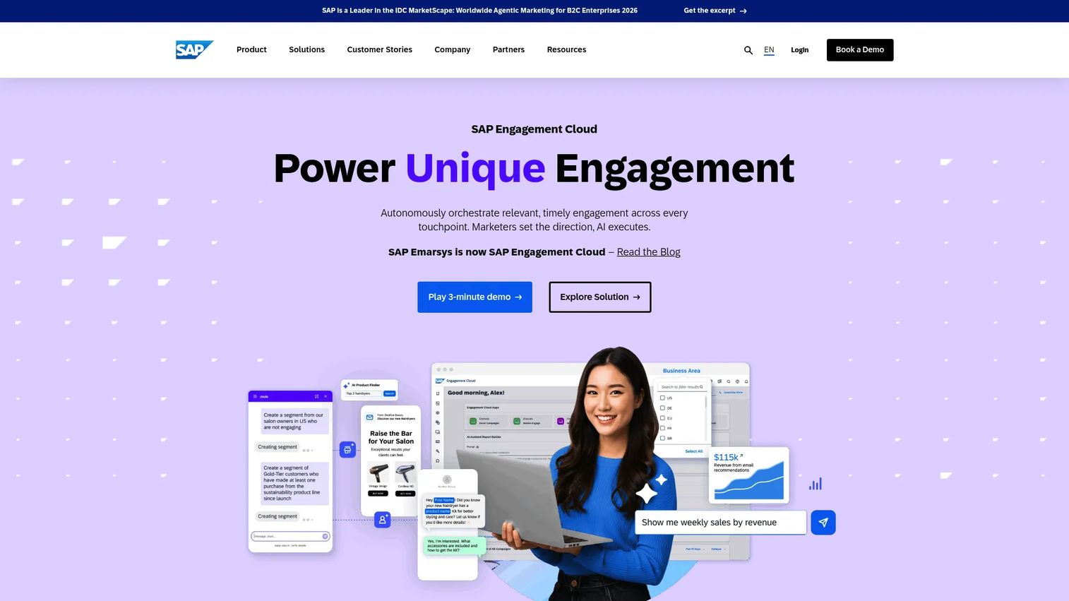 Emarsys omnichannel customer engagement dashboard