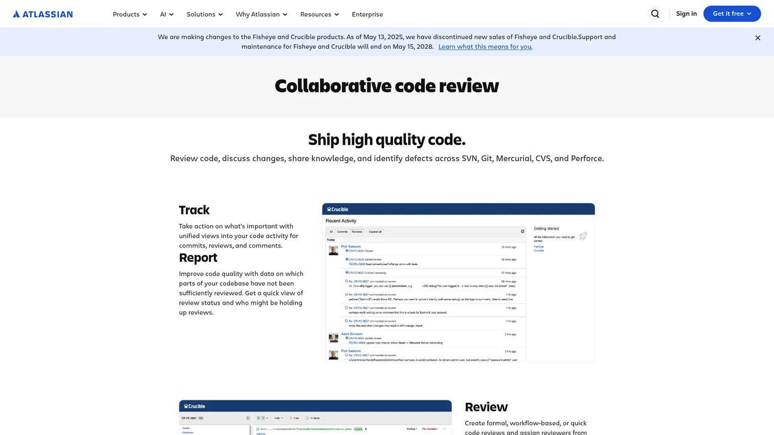 Crucible homepage screenshot