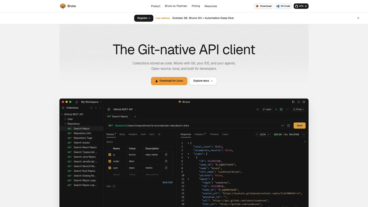 Bruno API client with Git friendly collection files