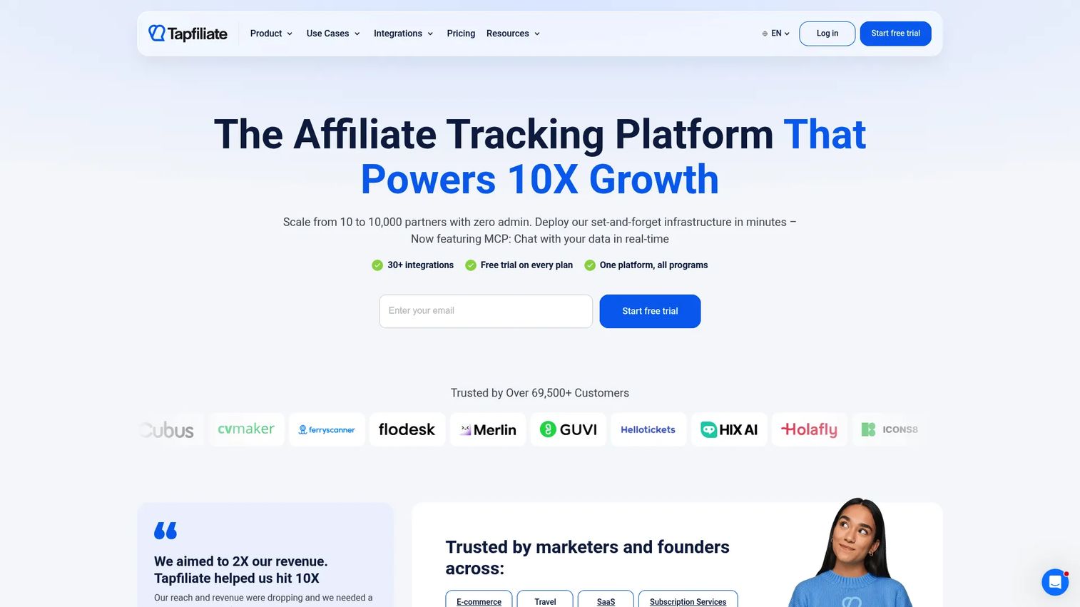 Tapfiliate affiliate tracking software dashboard