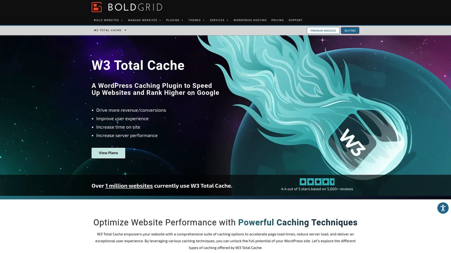 W3 Total Cache WordPress plugin settings for page caching and website acceleration