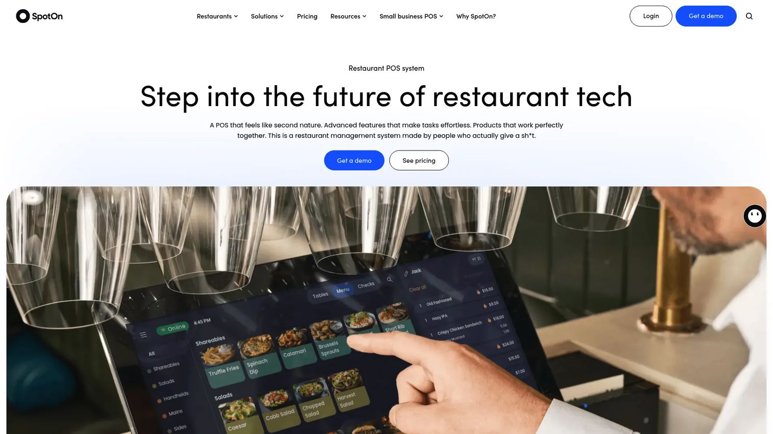 SpotOn Restaurant POS terminal and restaurant management screen
